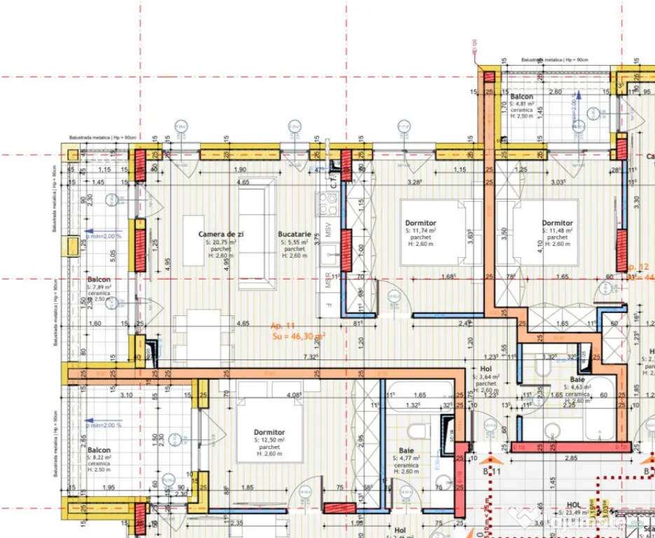Apartament de 2 camere, finisat, 46,5 mp utili, in zona Tine