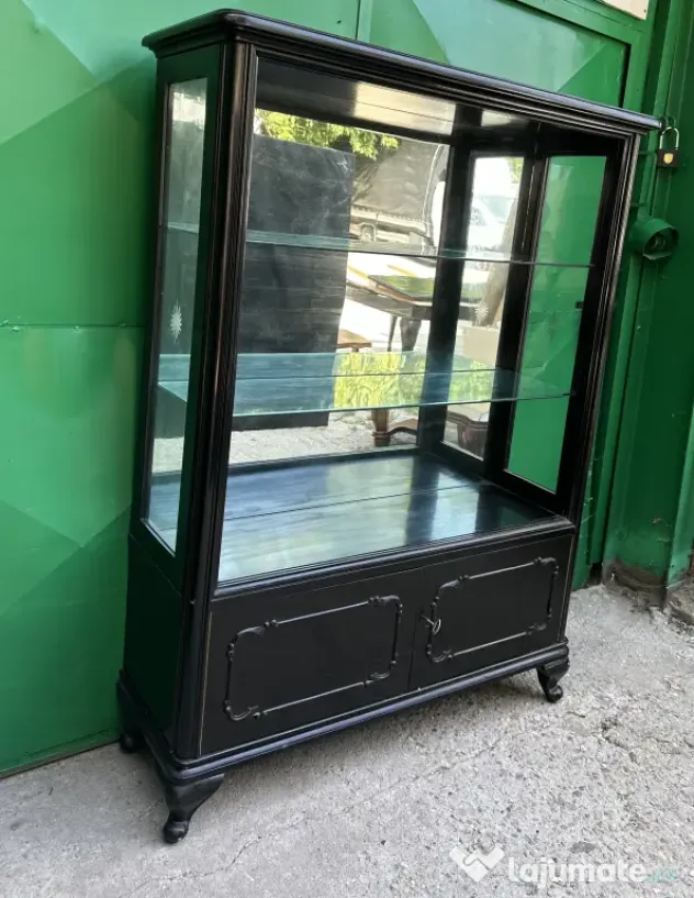 Vitrina Vintage Stil Rococo cu rafturi de sticla; Dulap cu etajere; Biblioteca