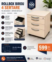 Stoc 100 buc Rollbox Profesional cu 4 sertare metalice SteelCase si rotile 