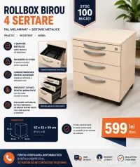 Stoc 100 buc Rollbox Profesional cu 4 sertare metalice SteelCase si rotile 