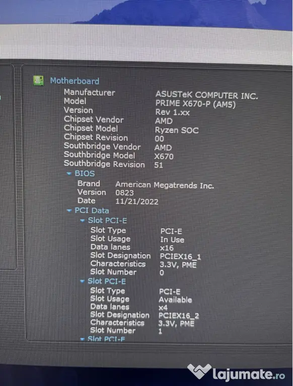 PC gaming/work station Ryzen9, 32GB DDR5, X670P, 1TB stocare