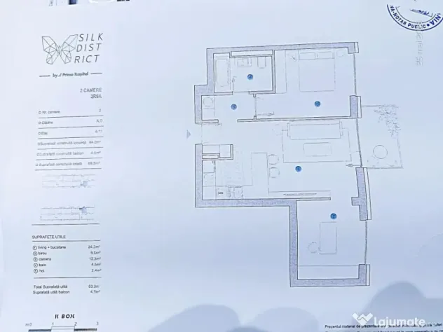 Apartament 3C 58 mp etaj intermediar + parcare Silk Distrikt