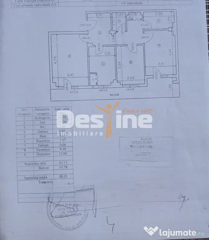 Podu de Fier - Apartament 3 camere decomandat 80,91 mp