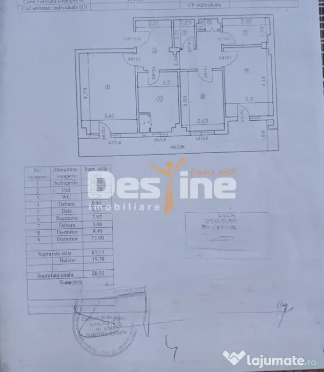 Podu de Fier - Apartament 3 camere decomandat 80,91 mp