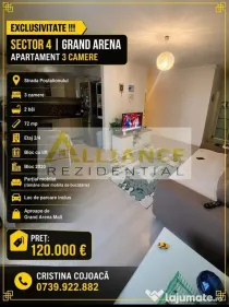 Sector 4 Grand Arena Apartament 3 camere 2 bai Mobilat si...