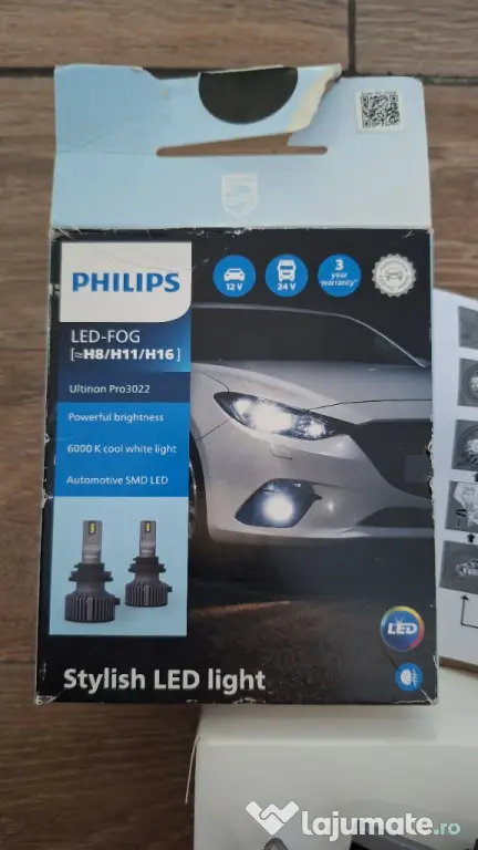 Becuri led H8,H11/H16 Philips Ultinon Pro3022