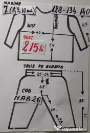 Costum popular pentru copii 8-9-1-11-12-13 ani, 215 lei 