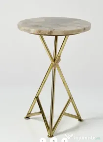 Masuta de Cafea cu Picioare Metalice si cu Blat de Marmura