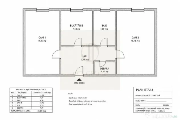 Apartament 2 camere, 46 mp, etaj 3/4, zona Centrală – ... - Cluj-Napoca (Cluj)