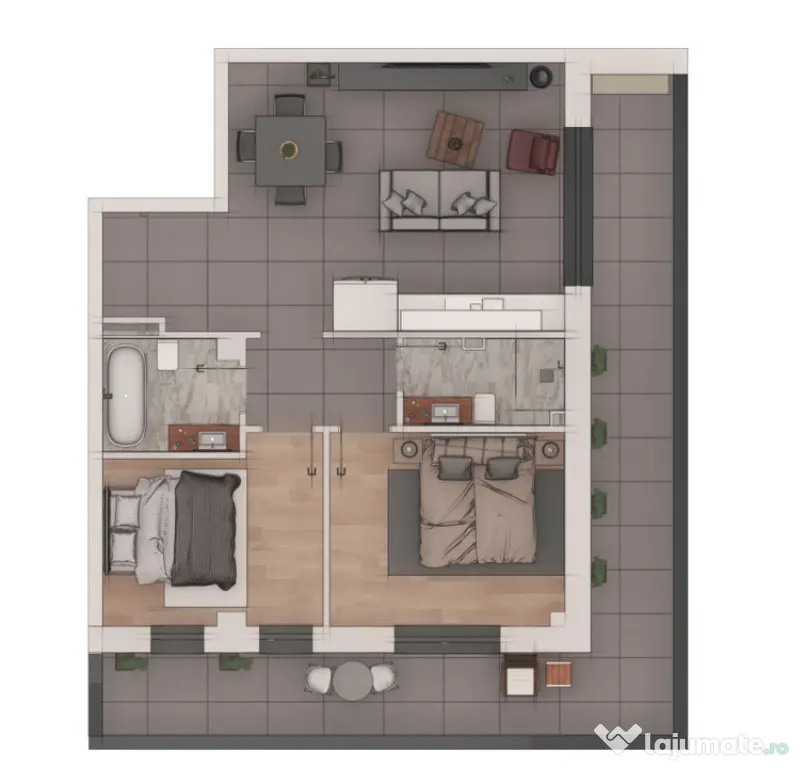 Apartament 2 camere, 53,73mp, ansamblu NZEB, zona Terra - Floresti (Cluj)
