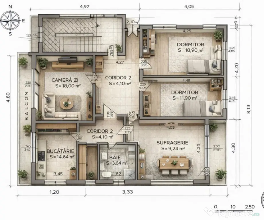 Apartament 4 camere, 114.6 mp , Garaj 25mp in Zona Gruia / C - Cluj-Napoca (Cluj)