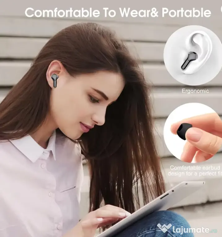 Căști wireless noi HiFi Stereo BT 5.3 cu anulare a zgomotului ENC