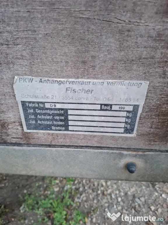 Vând remorcă adusă din Germania