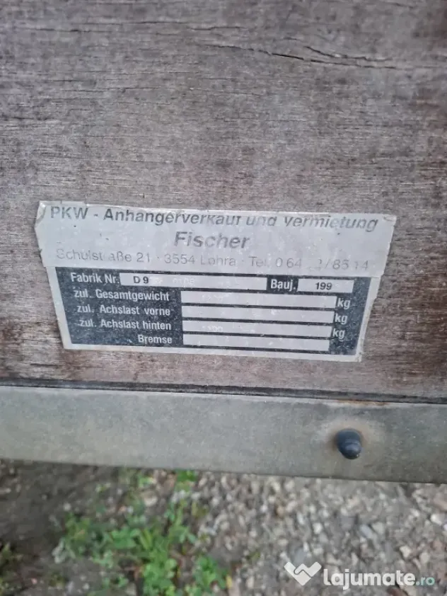 Vând remorcă adusă din Germania