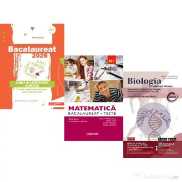 Pachet Bacalaureat 2026. Limba si literatura romana, Matematica M1. Teste si Biologie pe intelesul tuturor clasele 11-12- Mihaela Dobos, Rodica Manole