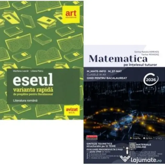 Pachet Bacalaureat 2026. Eseul. Varianta rapida de pregatire si Matematica pe intelesul tuturor M-mate-info, M-stiintele naturii - Liliana Paicu, Teoh
