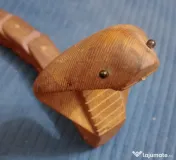 Sarpe Cobra din lemn articulat 85 cm. sculptura etnica