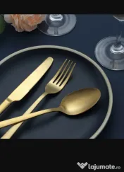 Set tacamuri 60 de piese, oțel inoxidabil auriu mat-Furculițe, linguri, cuțite 