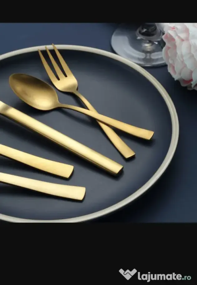 Set tacamuri 60 de piese, oțel inoxidabil auriu mat-Furculițe, linguri, cuțite
