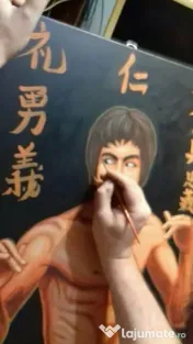 Bruce Lee 70cm/50cm tablou pictat manual pe pânză Canvas