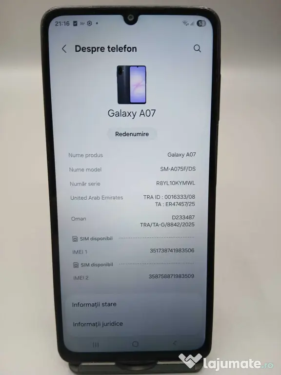 Samsung Galaxy A07 4G Negru Memorie: 64GB Ram: 4GB ID_2031