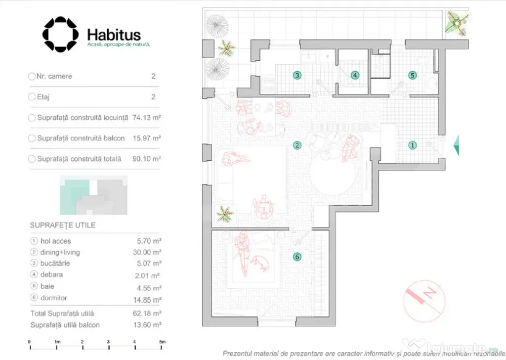 Apartament 2 camere, 62 mp, Habitus Oasului, Exclusivitate - Cluj-Napoca (Cluj)