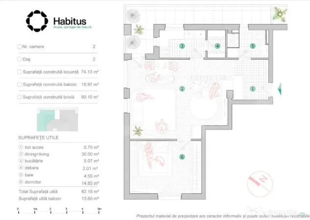Apartament 2 camere, 62 mp, Habitus Oasului, Exclusivitate - Cluj-Napoca (Cluj)