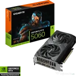 Placa video gaming gigabyte nvidia geforce rtx 5060 windforce max oc 8gb gddr7, 128 bit, negru