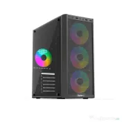 Carcasa atx cu sursa 500w optimx prime, iluminare rgb reglabilă, sticlă temperată 4 ventilatoare arb