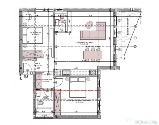 Apartament la cheie cu 3 camere 2 bai la etajul 1 zona Arhit - Sibiu (Sibiu)
