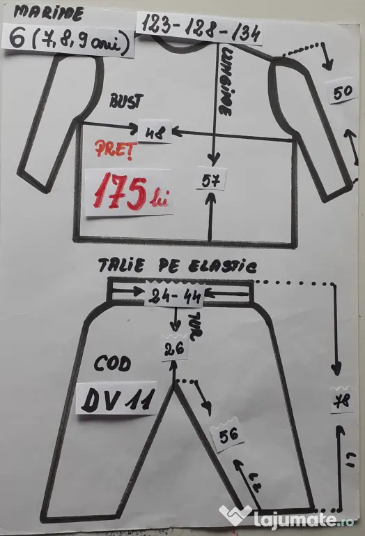 Costum Dovlecel pentru copii 7-8-9 ani,175 lei