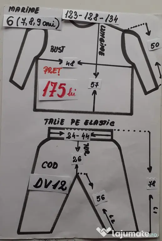 Costum Dovlecel pentru copii 7-8-9 ani,175 lei