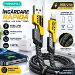 Cablu de Încărcare Rapidă HONGYU 4 în 1 – USB-A, Lightning, 65W/27W, 1M