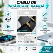 Cablu de Încărcare Rapidă HONGYU 4 în 1 – USB-A, Lightning, 65W/27W, 1M 