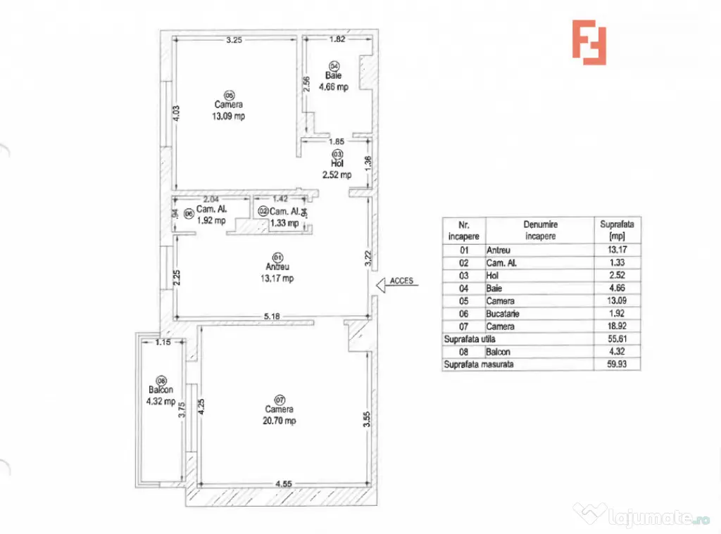 Apartament 2 camere decomandat, 55,6 mp utili - zona Steaua - Timisoara (Timis)