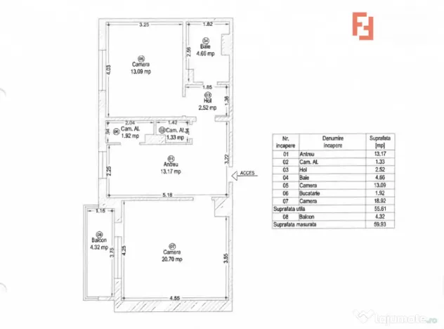 Apartament 2 camere decomandat, 55,6 mp utili - zona Steaua - Timisoara (Timis)