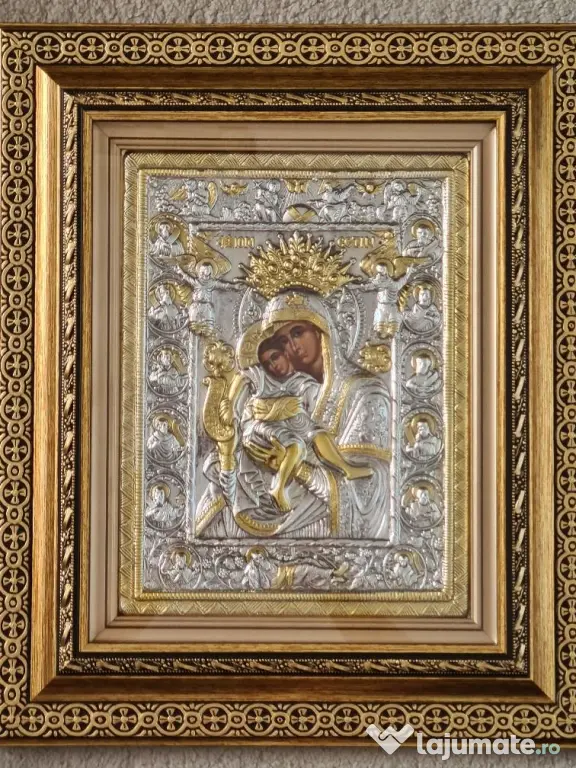 Icoana Maicii Domnului Aionita-ARGINTATA Relief 3 D