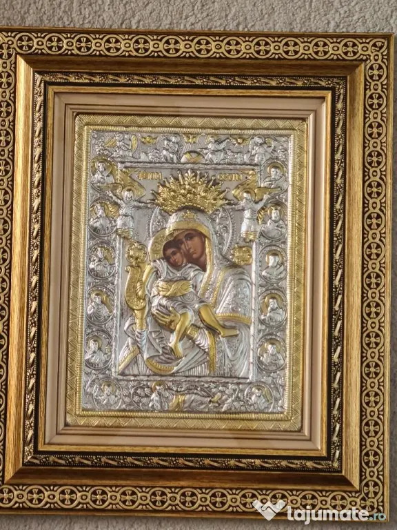 Icoana Maicii Domnului Aionita-ARGINTATA Relief 3 D