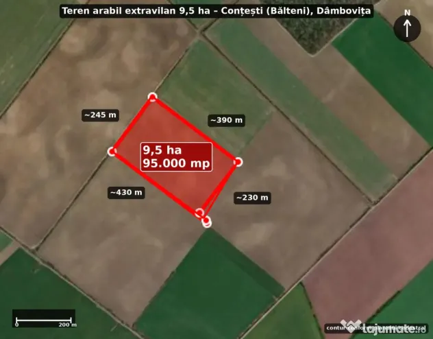 9.5HA teren arabil comasat – Conțești (Bălteni), Dâmbovița, fără sarcini