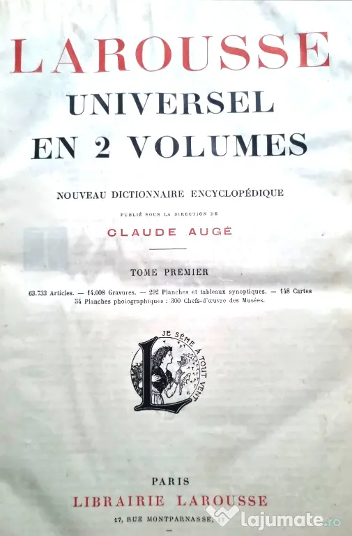"Larousse Universel en 2 volumes editie de colectie 1922
