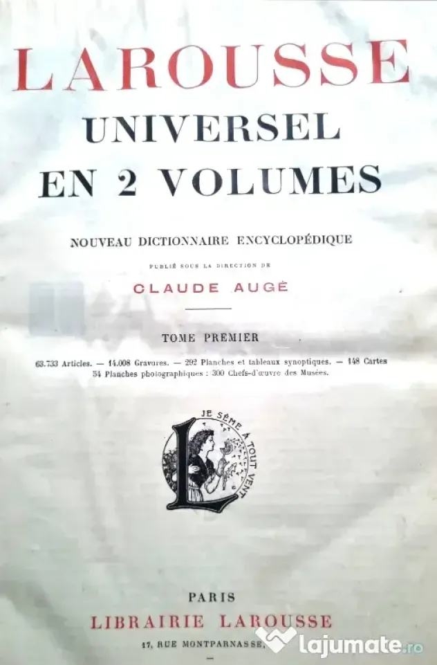 "Larousse Universel en 2 volumes editie de colectie 1922