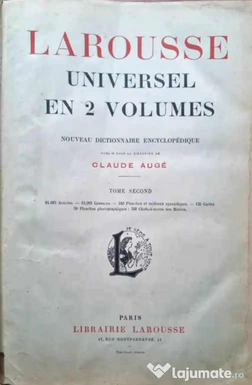"Larousse Universel en 2 volumes editie de colectie 1922