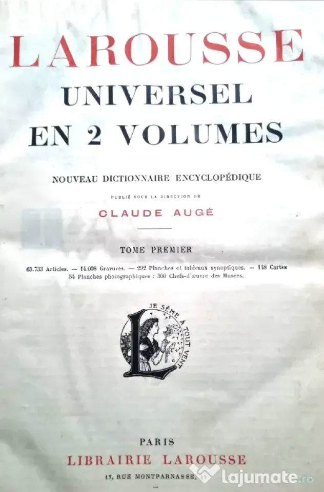 "Larousse Universel en 2 volumes editie de colectie 1922