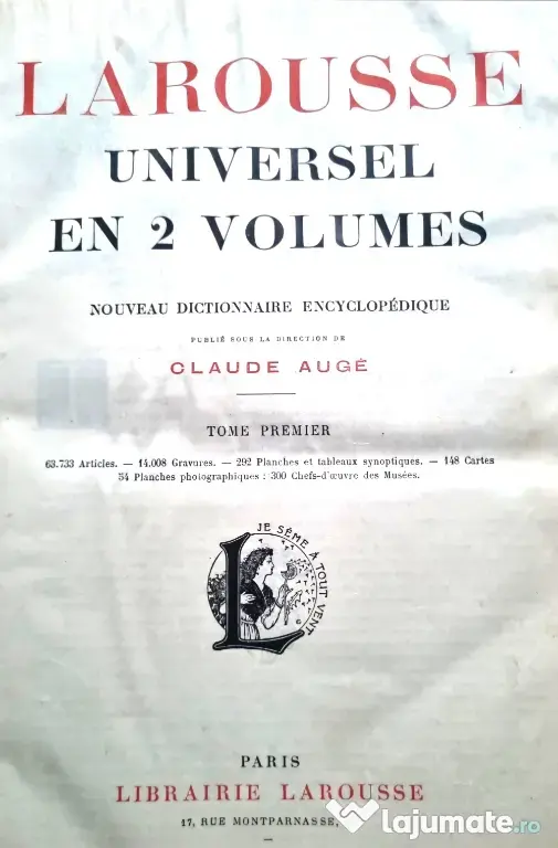 "Larousse Universel en 2 volumes editie de colectie 1922