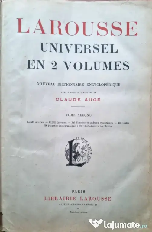 "Larousse Universel en 2 volumes editie de colectie 1922