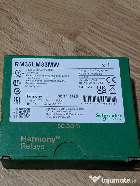 Releu nivel Schneider Electric RM35LM33MW - Nou în cutie