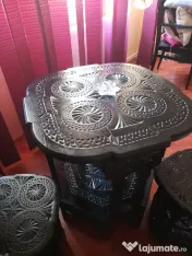 Set mobilier sculptat lemn masiv
