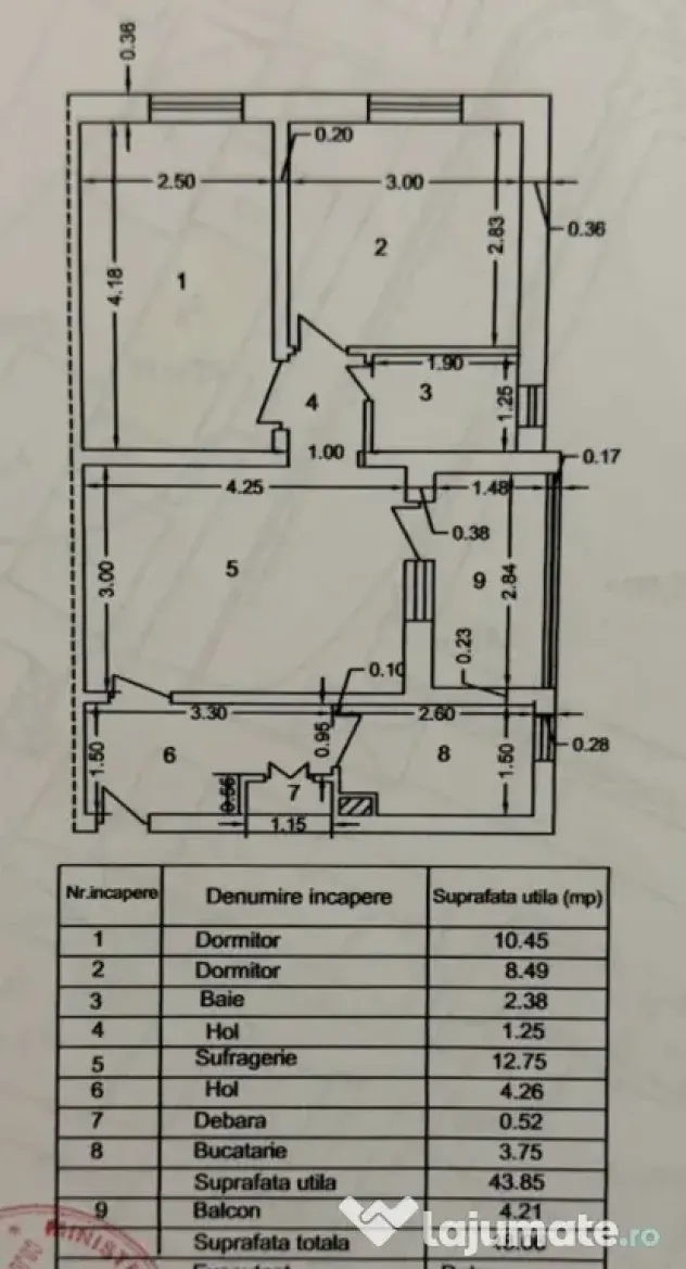 Apartament 3 camere Huși - etaj 3, centrala, balcon închis - direct proprietar