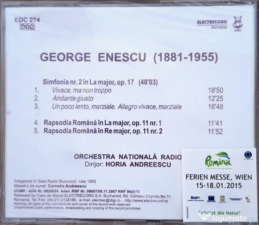 CD Audio - George Enescu (Sigilat/Stare impecabilă)