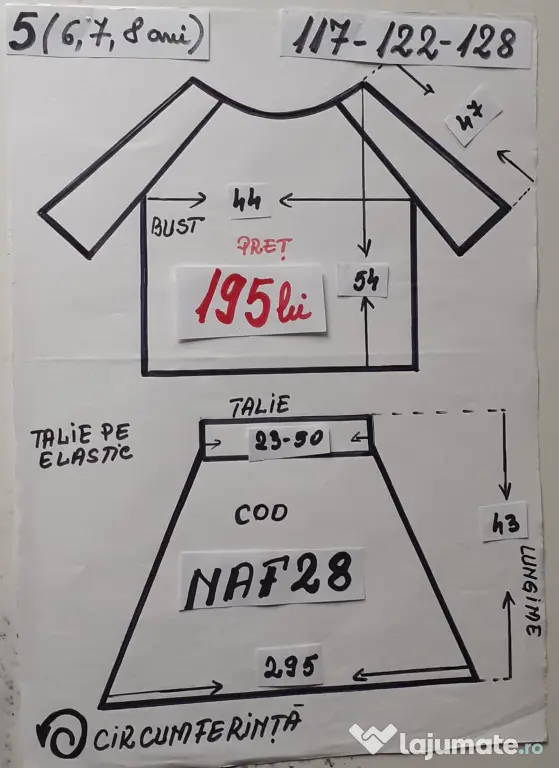 Costum popular pentru copii 6-7-8-9 ani 195 lei